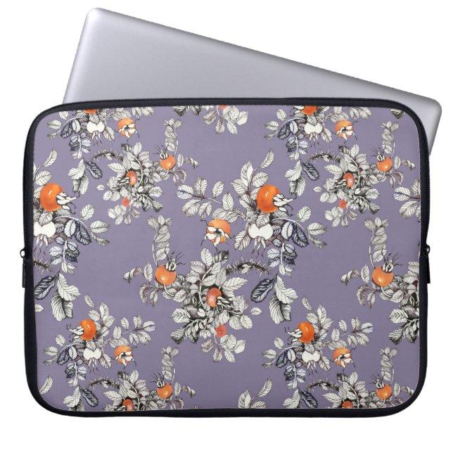 Capa Para Notebook Ramificações de Rosa selvagem: Padrão roxo. (Frente)