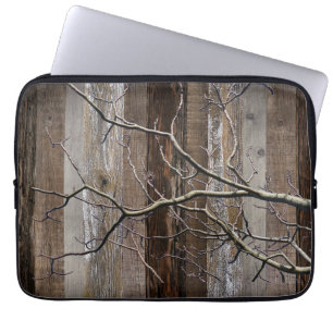 Capa Para Notebook Ramo de Árvore de Madeira do Conselho Rustic Barn