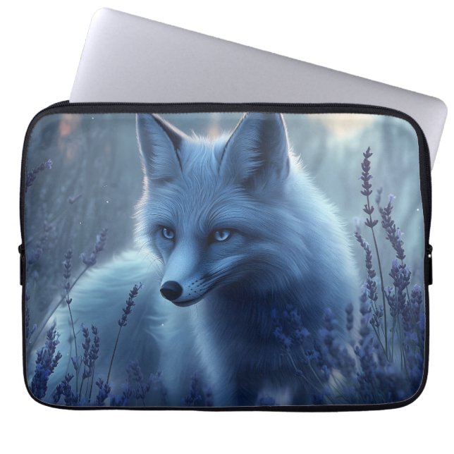Capa Para Notebook Raposa Árctica em Campo de Lavanda em Dusk (Frente)