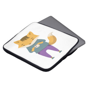 Capa Para Notebook Raposa-branca com xícara de chá