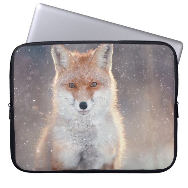 Capa Para Notebook Raposa vermelha, floresta de inverno, ilustração c (Frente)