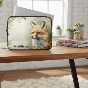 Capa Para Notebook Raposas da Floresta em Aquarela Natureza 