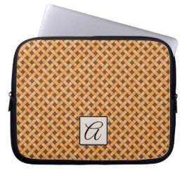Capa Para Notebook Rattan Amarelo Tecido no Marrom Personalizado com 
