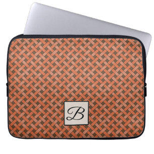Capa Para Notebook Rattan Laranja Tecido com Monograma no Castanho Pe