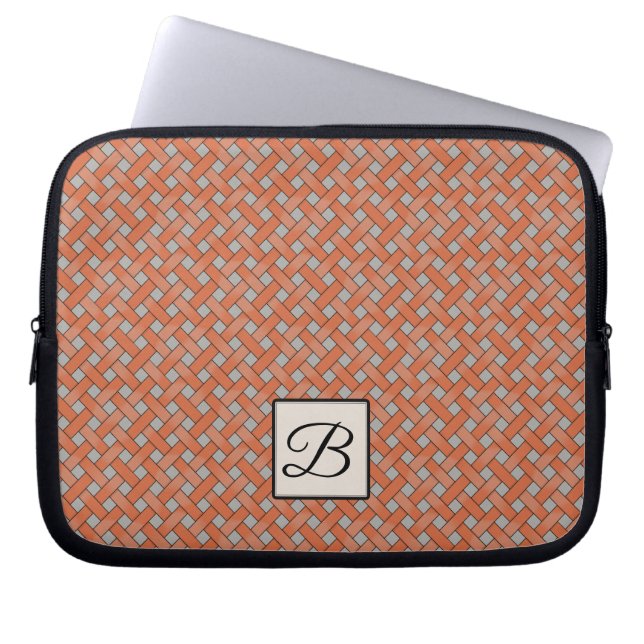 Capa Para Notebook Rattan Laranja Tecido em Cinzas Personalizadas com (Frente)