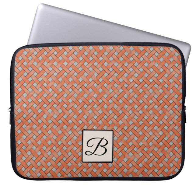 Capa Para Notebook Rattan Laranja Tecido em Cinzas Personalizadas com (Frente)