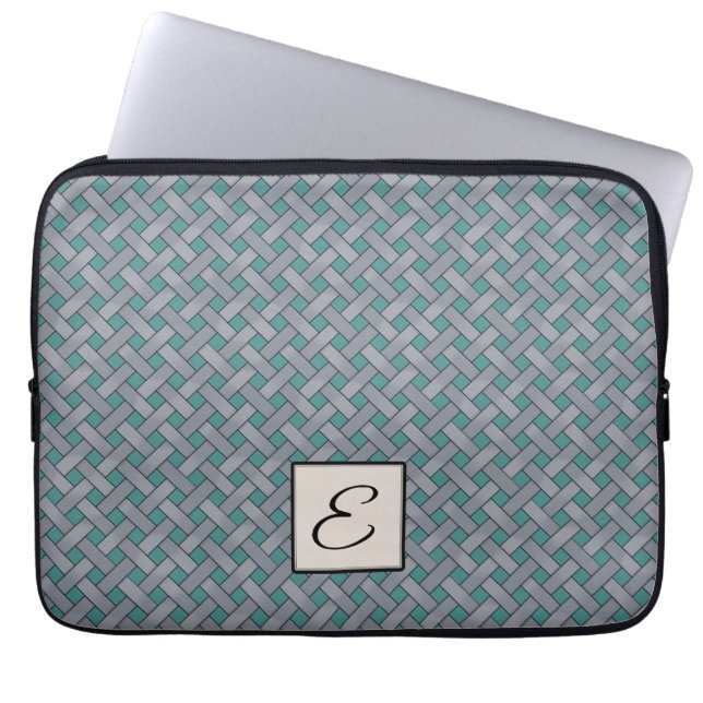 Capa Para Notebook Rattan prateado tecido no Teal Personalizado com M (Frente)