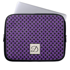 Capa Para Notebook Rattan roxo tecido em preto personalizado com mono