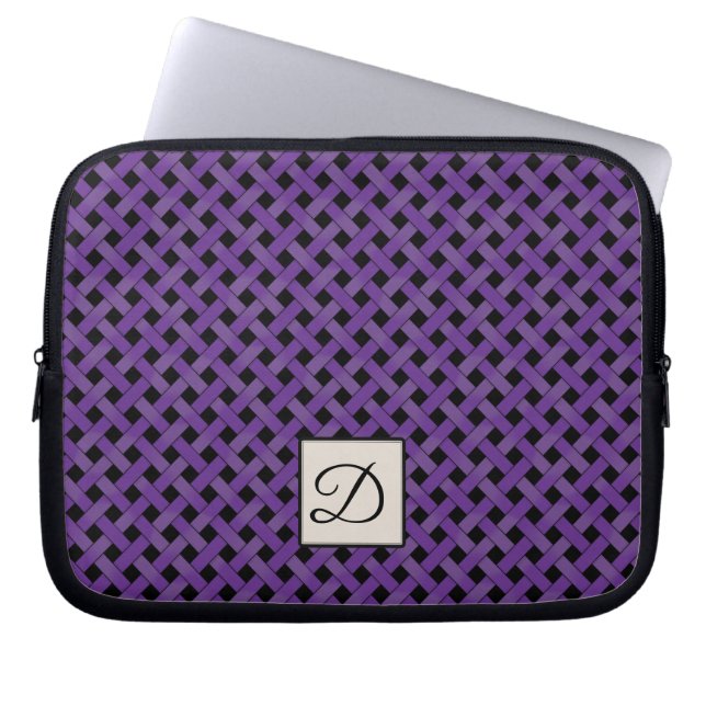Capa Para Notebook Rattan roxo tecido em preto personalizado com mono (Frente)