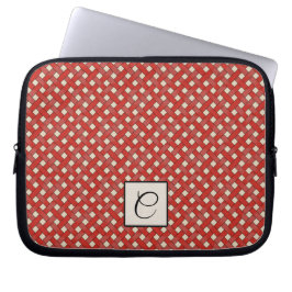 Capa Para Notebook Rattan Vermelho Tecido em Creme Personalizado com 