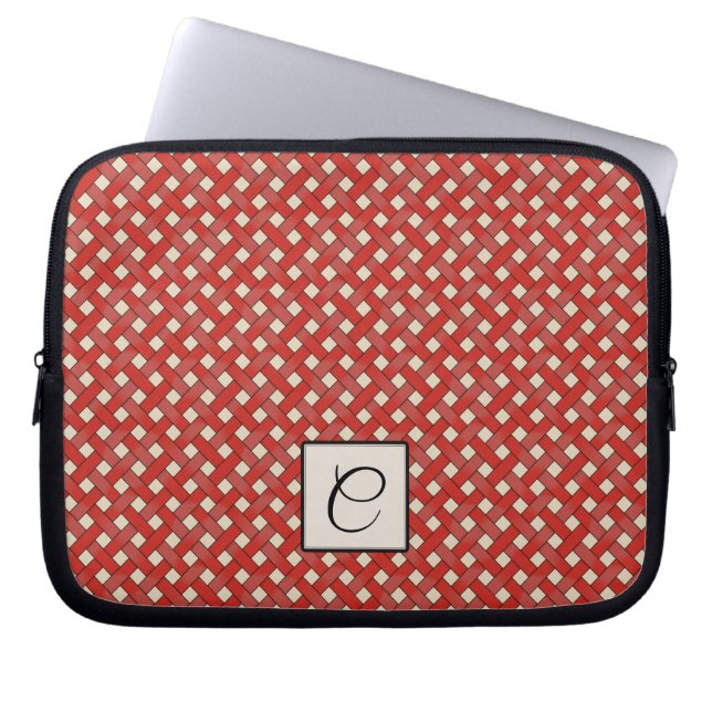Capa Para Notebook Rattan Vermelho Tecido em Creme Personalizado com  (Frente)