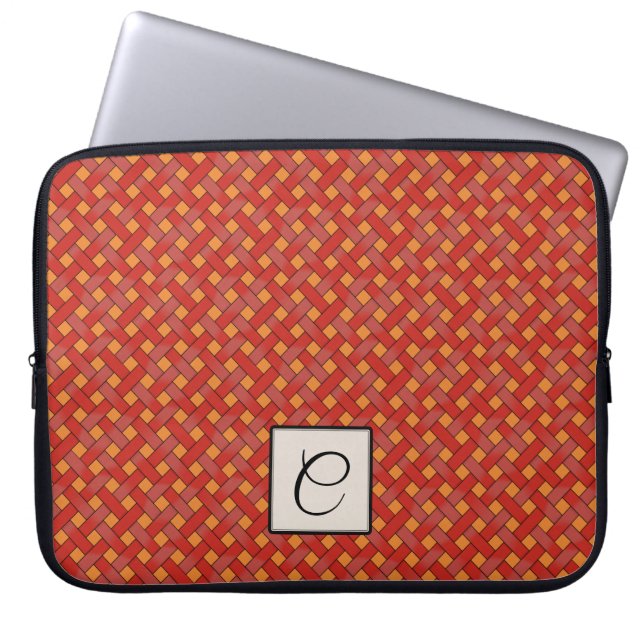 Capa Para Notebook Rattan Vermelho Tecido em Laranja Personalizado co (Frente)