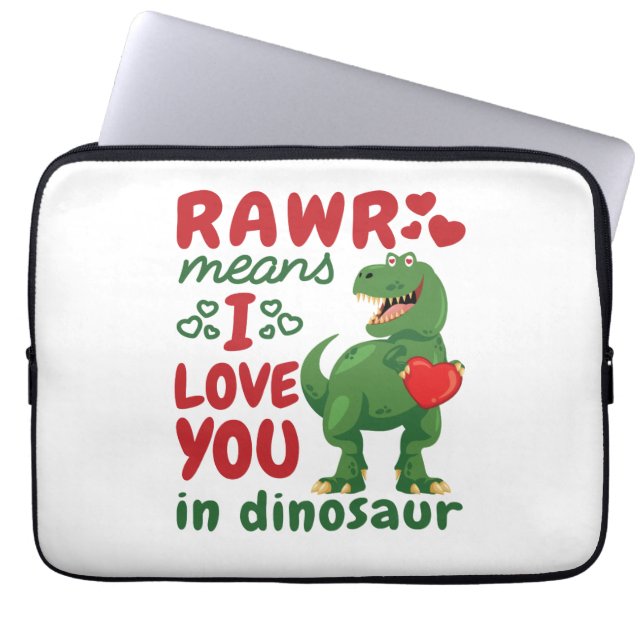 Capa Para Notebook Rawr quer dizer que te amo no dinossauro (Frente)