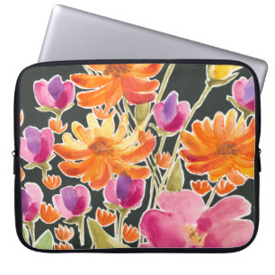 Capa Para Notebook Recolha esplêndida - Flores cor-de-rosa e laranja