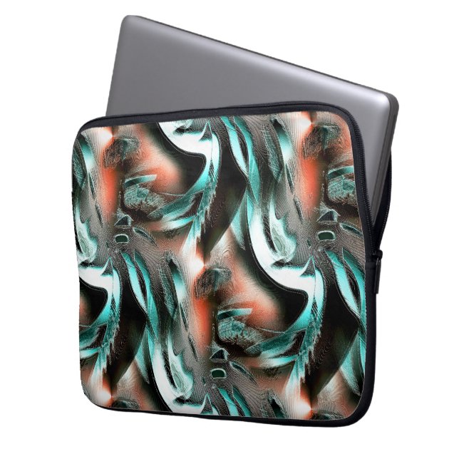 Capa Para Notebook Recortes rasgados em ciano prateado com ranhuras e (Frente Esquerda)