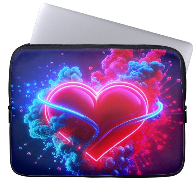 Capa Para Notebook Red and Blue Valentine Heart on an Electronics Bag (Frente)