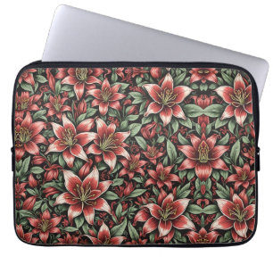 Capa Para Notebook Red Aztec Lily Pattern