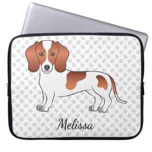 Capa Para Notebook Red Pied Smooth Coat Dachshund Cartoon Dog & Text