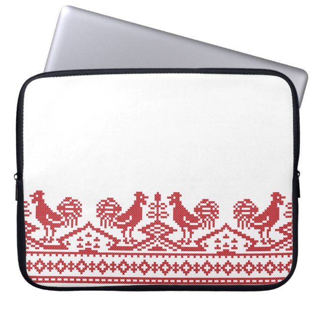 Capa Para Notebook Red Roosters cruzando padrão russo (Frente)
