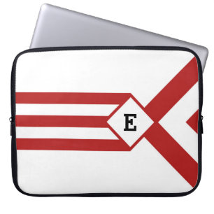 Capa Para Notebook Red Stripes e Chevrons com Monograma em Branco