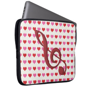 Capa Para Notebook Red Treble Clef Love Corações Música