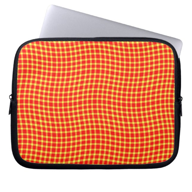 Capa Para Notebook Red Yellow Plaid Checker Seamless Pattern (Frente)