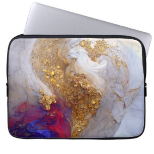 Capa Para Notebook Redemoinho de Mármore Branco com Ouro Líquido