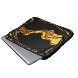 Capa Para Notebook Redemoinho Opulento Líquido Ouro Preto Monocro Cri