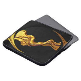 Capa Para Notebook Redemoinho Opulento Líquido Ouro Preto Monocromáti