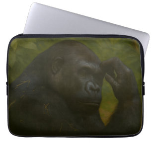Capa Para Notebook Reflexão com Gorila - Retrato Pensado sobre a Vida