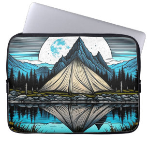 Capa Para Notebook Reflexão de uma tenda no lago das montanhas