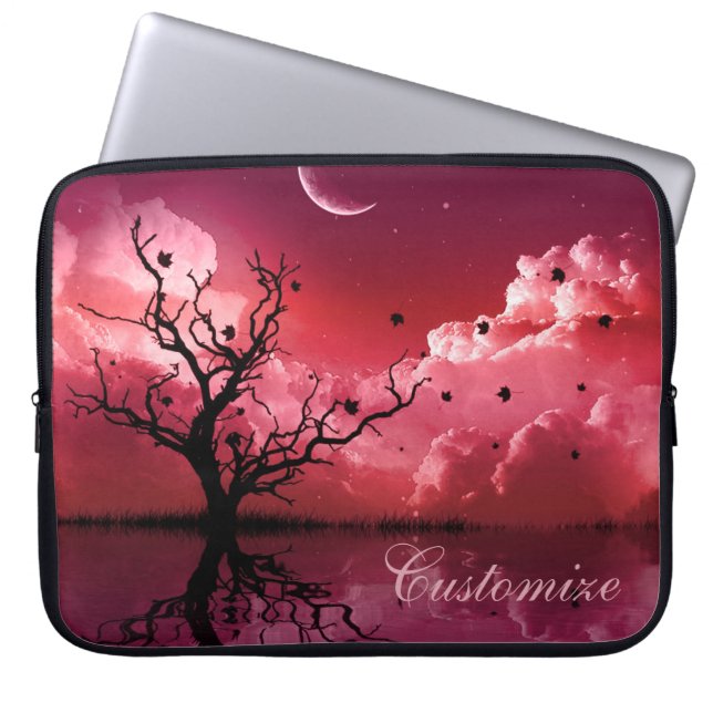 Capa Para Notebook Reflexões do Céu Vermelho Noite Bolsa de laptop Cê (Frente)
