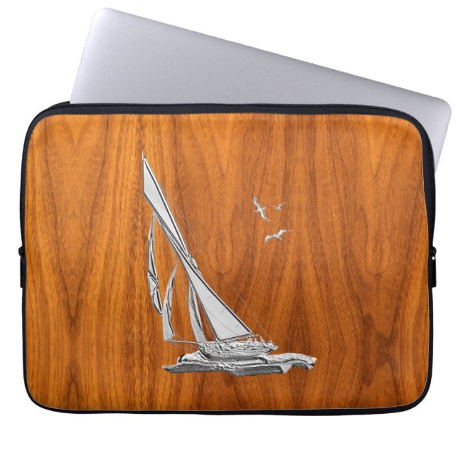 Capa Para Notebook Regata de veleiro em Chrome em estilos de folheado (Frente)