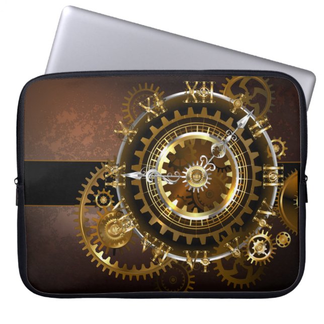 Capa Para Notebook Relógio a vapor com engrenagens antigas (Frente)