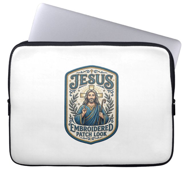 Capa Para Notebook Remendo Bordado Jesus Olhe Remendo Bordado Jesus (Frente)