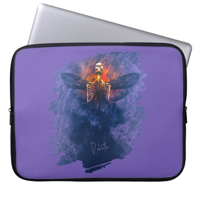 Capa Para Notebook Renascimento. Esqueleto com asas ascensões (Frente)