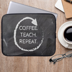 Capa Para Notebook Repetição de Ensino de Café de Frase Personalizáve