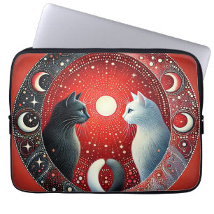 Capa Para Notebook Representação Artística de Gatos Yin e Yang