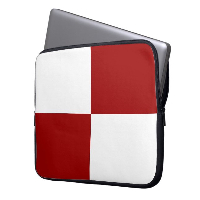 Capa Para Notebook Retângulos vermelhos e brancos (Frente Esquerda)