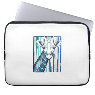 Capa Para Notebook Retrato Colorido de Girafa, Vetor de Gravura Antig