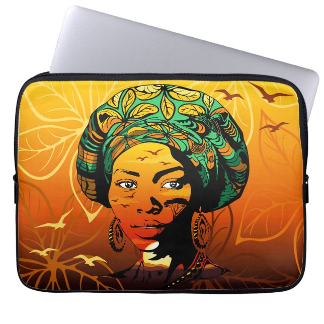Capa Para Notebook Retrato de Mulher Africana com Sunset (Frente)