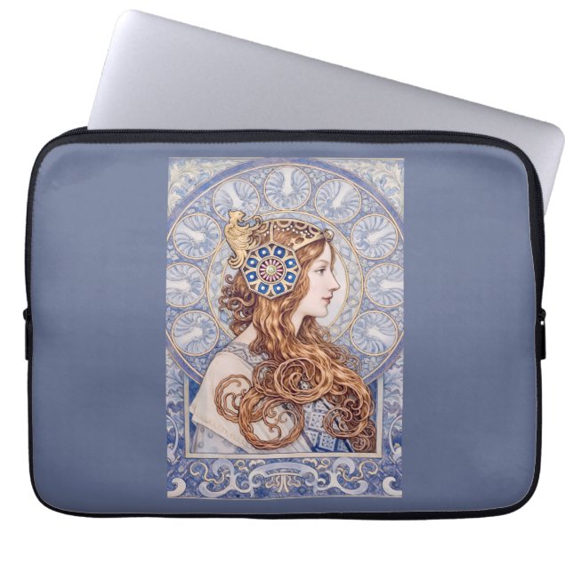 Capa Para Notebook Retrato de Rainha Art Nouveau (Frente)