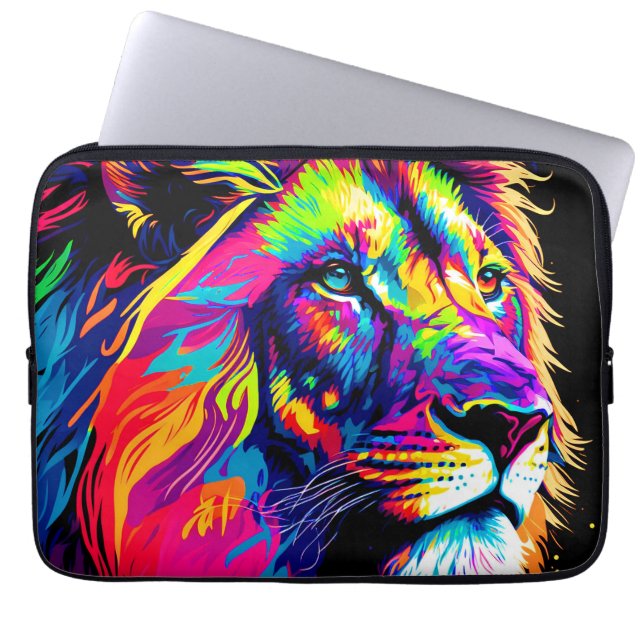 Capa Para Notebook Retrato digital de 3d Lion (Frente)