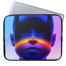 Capa Para Notebook Retrato Futurista em Pixel Art – Abstrato Digital