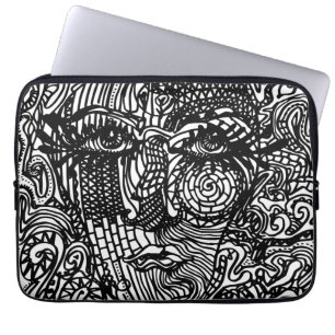 Capa Para Notebook Retrato preto e branco da linha tripla