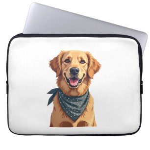Capa Para Notebook Retrato Vintage do Golden Retriever com Faixa Colo