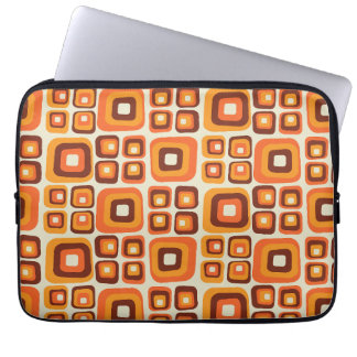 Capa Para Notebook Retrô Anos 70 Laranja e Marrom Geométrico Meados d