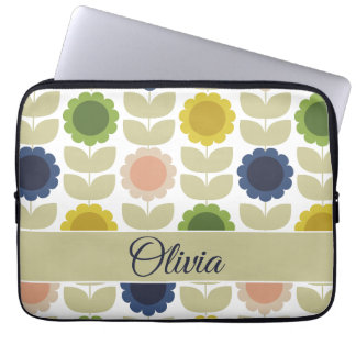 Capa Para Notebook Retro Groovy Summer Flowers Stems