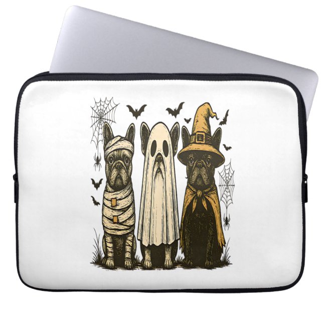 Capa Para Notebook Retro Halloween Ghost French Bulldog Gothic Png (Frente)