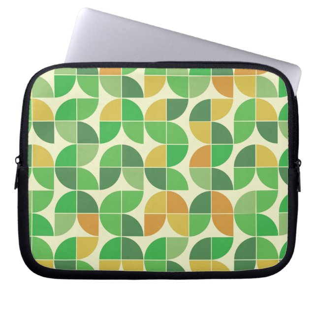 Capa Para Notebook   Retro Meados do século  Geométrico floral  verde (Frente)